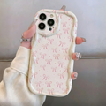 Case Curvo "Cream & Pink Bows|Diseño Coquette de Lazos Rosas
