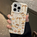 Case Autumn Vibe| Diseño Estampado de Café, Postres y Lazos