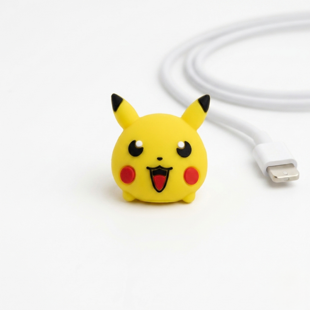 Protector de Cable de Silicona - Diseño Criatura Eléctrica Amarilla